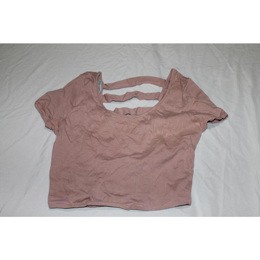 Women's Pink Crop Top with Strappy Back Detail - Small